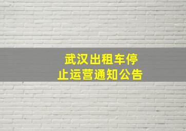 武汉出租车停止运营通知公告