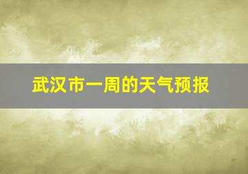 武汉市一周的天气预报