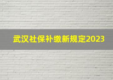 武汉社保补缴新规定2023