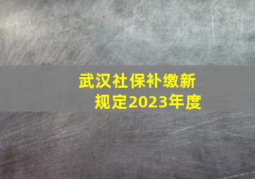 武汉社保补缴新规定2023年度