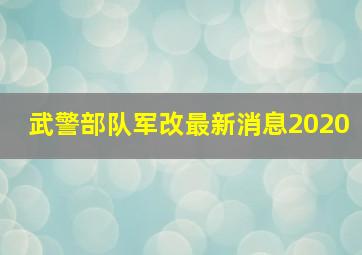 武警部队军改最新消息2020