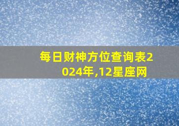 每日财神方位查询表2024年,12星座网