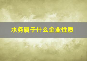 水务属于什么企业性质