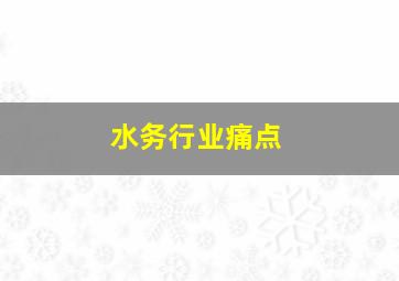 水务行业痛点