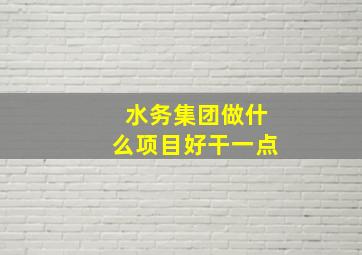 水务集团做什么项目好干一点