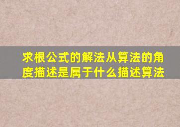 求根公式的解法从算法的角度描述是属于什么描述算法