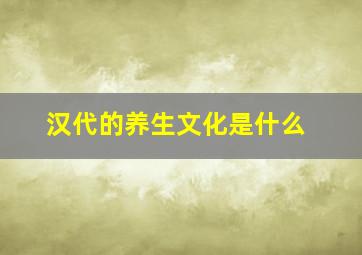 汉代的养生文化是什么