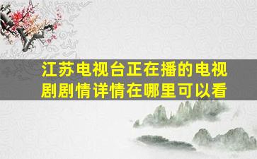 江苏电视台正在播的电视剧剧情详情在哪里可以看