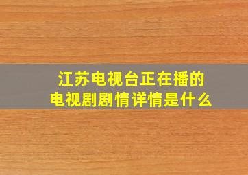 江苏电视台正在播的电视剧剧情详情是什么