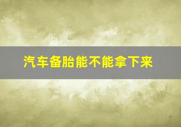 汽车备胎能不能拿下来