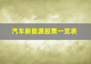 汽车新能源股票一览表