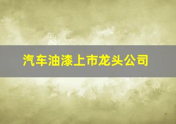 汽车油漆上市龙头公司