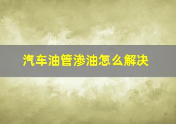 汽车油管渗油怎么解决