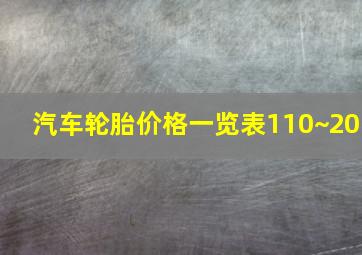 汽车轮胎价格一览表110~20