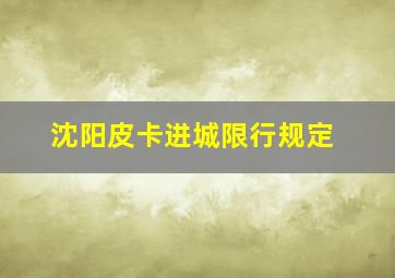 沈阳皮卡进城限行规定