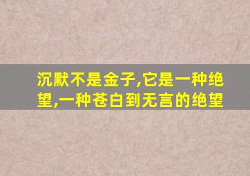 沉默不是金子,它是一种绝望,一种苍白到无言的绝望