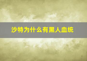 沙特为什么有黑人血统