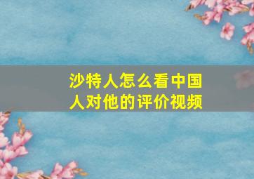 沙特人怎么看中国人对他的评价视频