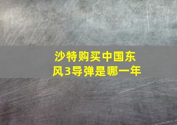 沙特购买中国东风3导弹是哪一年