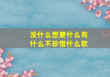 没什么想要什么有什么不珍惜什么歌