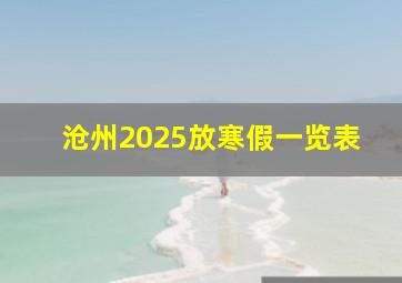 沧州2025放寒假一览表