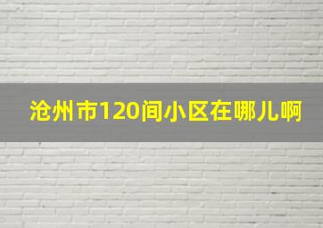 沧州市120间小区在哪儿啊