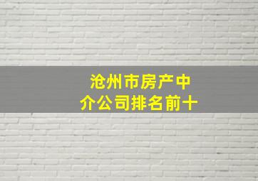 沧州市房产中介公司排名前十