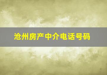 沧州房产中介电话号码