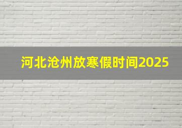 河北沧州放寒假时间2025