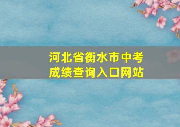 河北省衡水市中考成绩查询入口网站