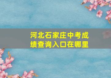 河北石家庄中考成绩查询入口在哪里