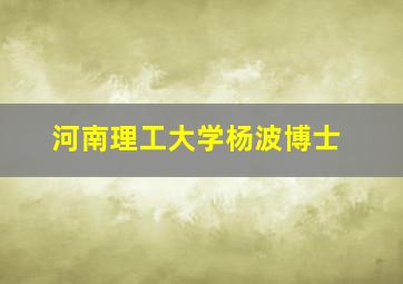 河南理工大学杨波博士