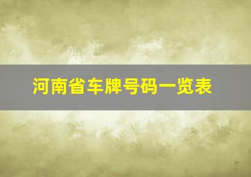 河南省车牌号码一览表