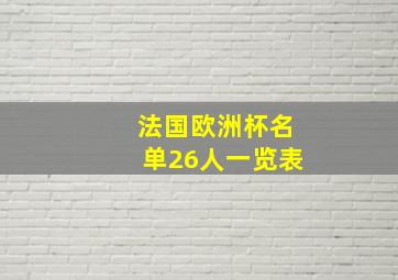 法国欧洲杯名单26人一览表