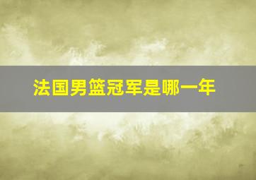 法国男篮冠军是哪一年