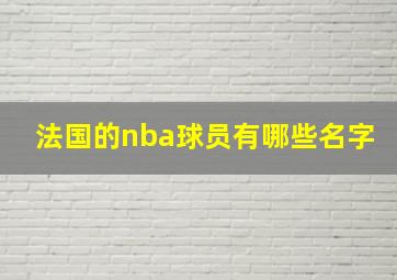 法国的nba球员有哪些名字