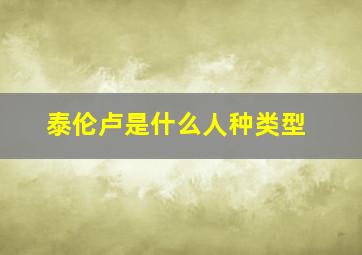 泰伦卢是什么人种类型