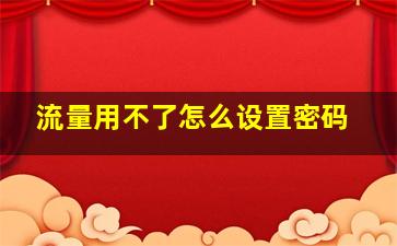 流量用不了怎么设置密码