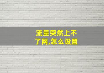 流量突然上不了网,怎么设置