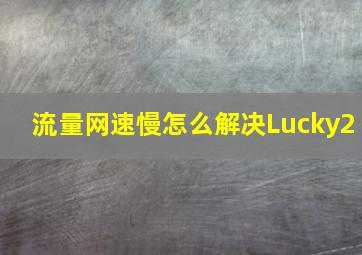 流量网速慢怎么解决Lucky2