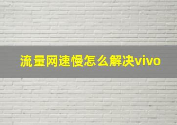 流量网速慢怎么解决vivo