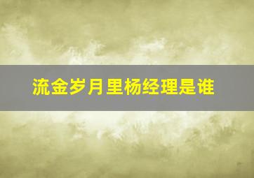 流金岁月里杨经理是谁