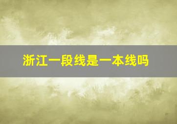 浙江一段线是一本线吗