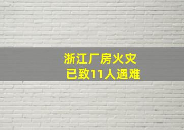 浙江厂房火灾已致11人遇难