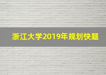 浙江大学2019年规划快题