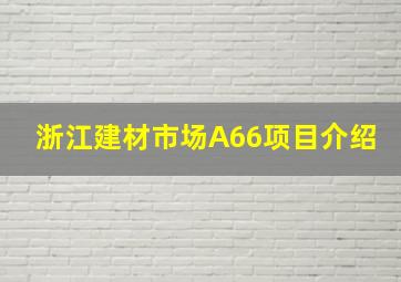 浙江建材市场A66项目介绍