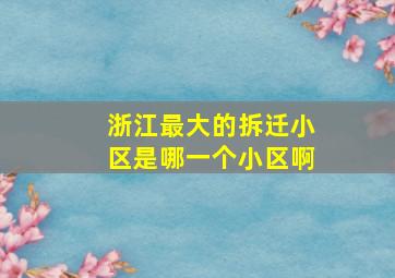 浙江最大的拆迁小区是哪一个小区啊