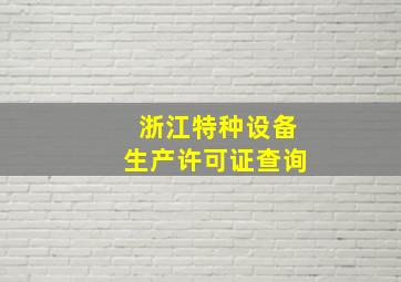 浙江特种设备生产许可证查询