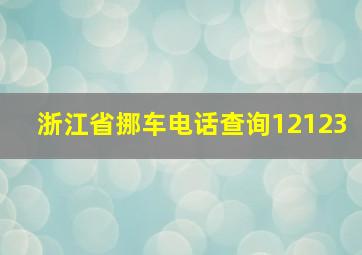 浙江省挪车电话查询12123