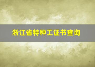 浙江省特种工证书查询